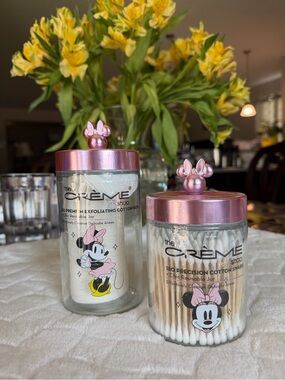 The Crème Shop Minnie Mouse Pink Cotton Swab & Pad Jars